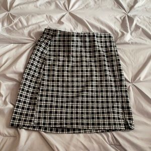 H&M Plaid Mini Skirt With Side Split